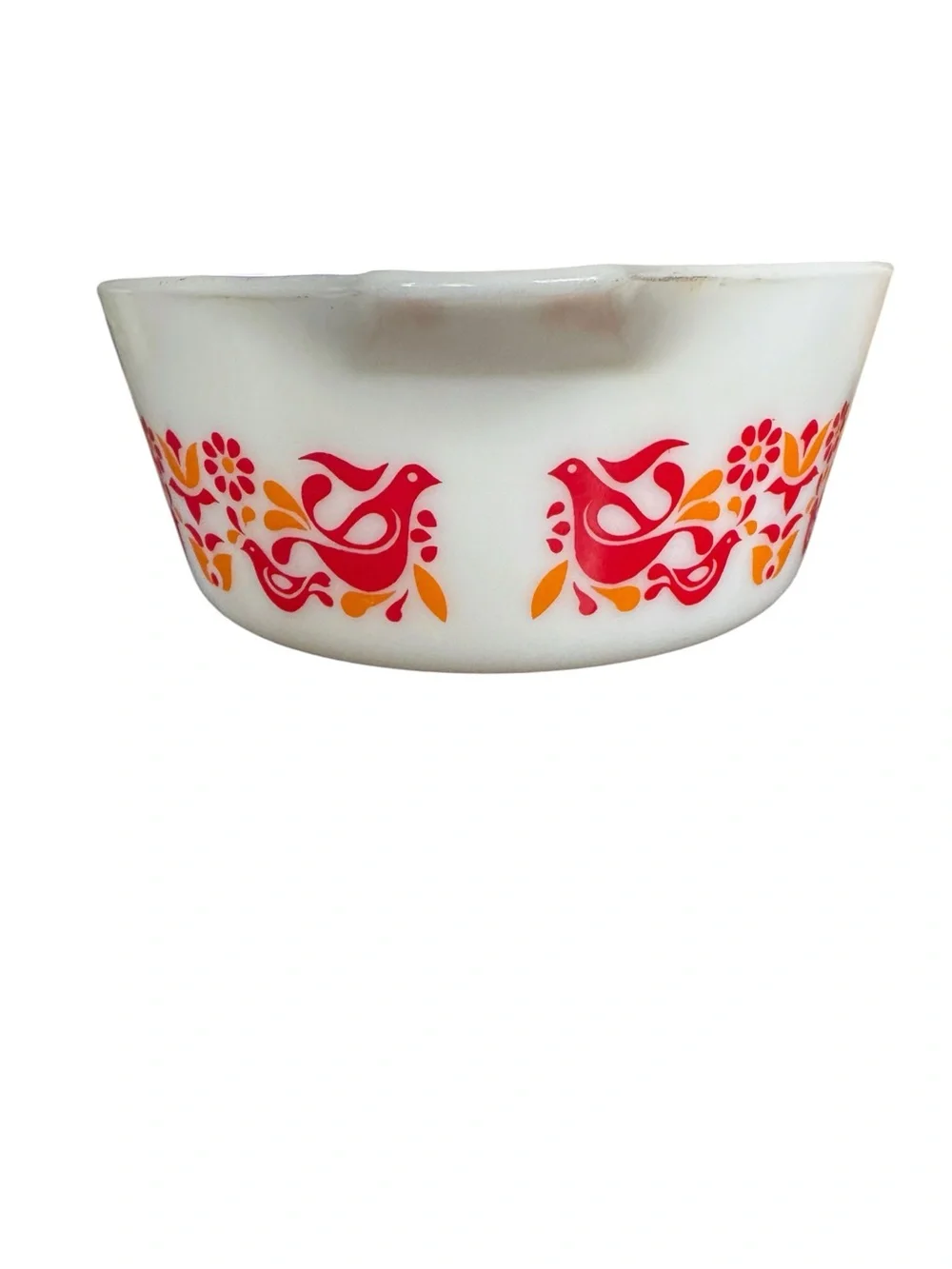 Vintage Pyrex Friendship Mixing Bowl 2.5 Qt White Orange Red Birds